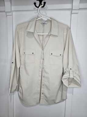 Classic Womens Cream Button-Up Blouse